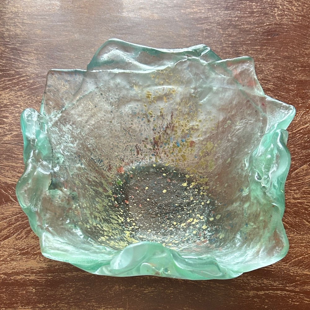 Elegant Glass Bowl with Coloured  Accents